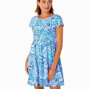 Lilly Pulitzer Geanna Swing Dress Blue Grotto Commotion in the Ocean XXS